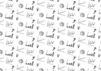 白黒の手描きグラフパターン背景素材