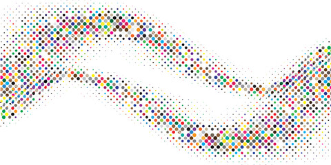 A vivid shower of rainbow-colored bubbles cascading diagonally, creating a lively and effervescent pattern on a white background.