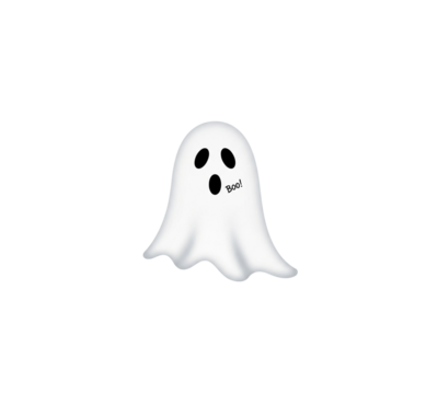 Cute cartoon ghost illustration floating white sheet simple character design icon element