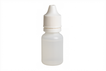 White plastic dropper bottle containing liquid for eyes