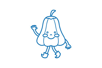 Joyful pear shaped fruit with a sweet smile is happily waving hello to you