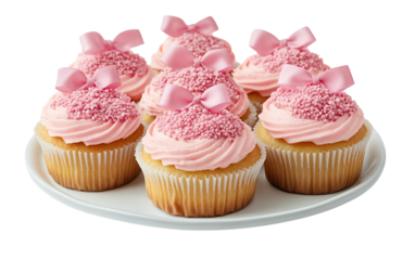 Colorful cupcakes decorated in pink symbolizing breast cancer awareness and community participation isolated on white background PNG