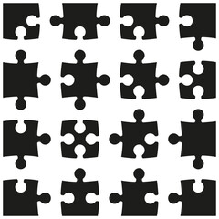 Puzzles template. Jigsaw puzzle 16 pieces. Puzzles game challenge. Thinking game 4x4 jigsaws details background. Mind puzzles piece. Jigsaw tiles. 