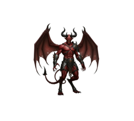 Powerful demonic creature standing aggressive pose dark fantasy character illustration menacing devil