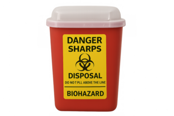 Sharps container for medical biohazard waste disposal
