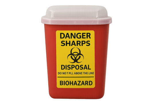Sharps container for medical biohazard waste disposal