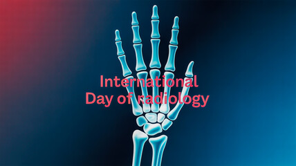 Human hand skeleton x-ray art for international day of radiology
