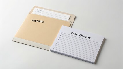 Organized Records Folder with Blank Index Cards for Efficient Storage