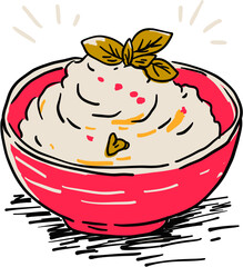 Bowl of Whipped Cream with Mint Dessert Topping Icon