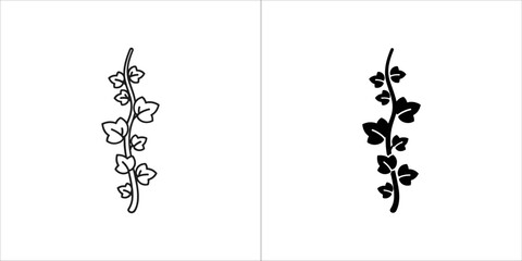 Black and white illustration of currant branch