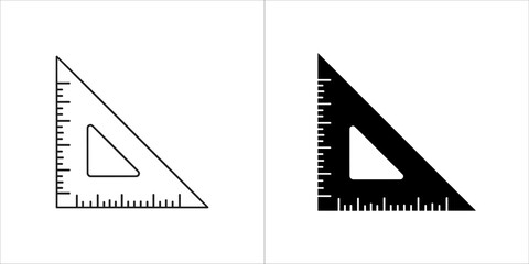 Set square ruler icon vector, right triangle symbol