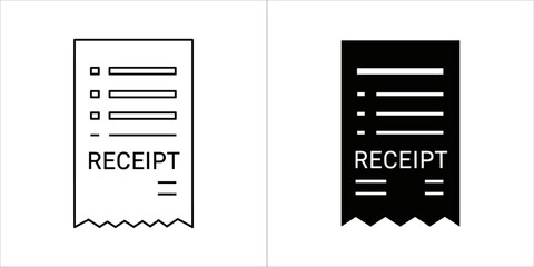 Receipt icon vector, bill symbol, financial document