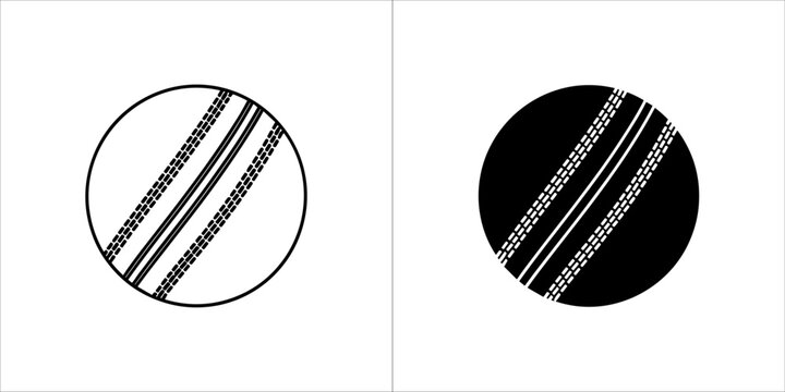 Cricket ball icon in black and white