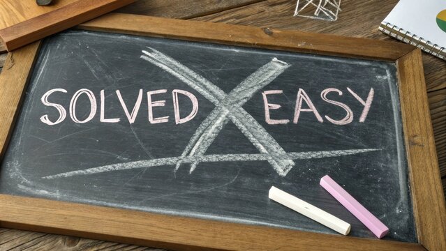 Solved and Easy Chalkboard Message with Crossed Out Words - Powered by Adobe