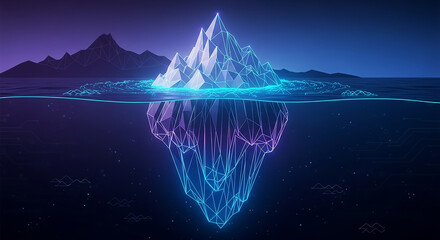Digital iceberg revealing hidden data network infrastructure