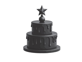Christmas vector cake icon in silhouette white background.