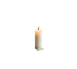 Isolated burning thick candle studio shot light source wax dripping translucent background