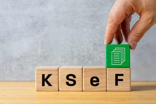 National e-Invoicing System KSeF for issuing, sending, receiving, and storing invoices. Certificate and authorization module in KSeF. Financial and business concept.