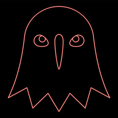 Obraz premium Neon eagle head falcon egyptian mythology Ra Ancient deity sun sky hunter red color vector illustration image flat style