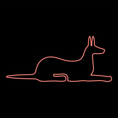 Neon jackal silhouette egyptian mythology Anubis Egypt God red color vector illustration image flat style