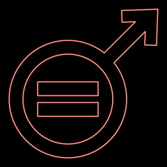 Neon symbol of gender equality masculism red color vector illustration image flat style