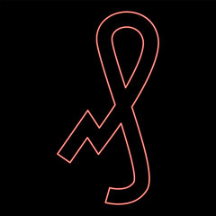Neon pfennig German penny sign glyph money symbol red color vector illustration image flat style