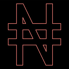 Neon symbol Nayra sign money currency red color vector illustration image flat style