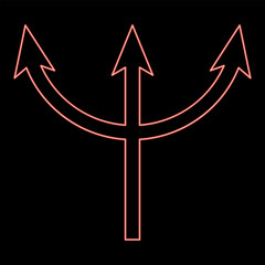 Neon trident Neptune red color vector illustration image flat style
