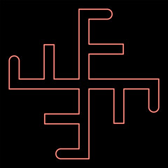 Neon sun crest symbol sign slavic pagan red color vector illustration image flat style