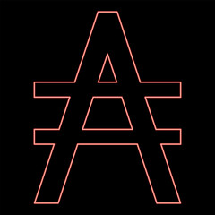 Neon austral symbol sign red color vector illustration image flat style