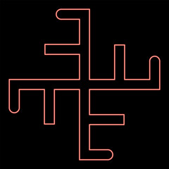Neon heavenly cross symbol sign slavic pagan red color vector illustration image flat style