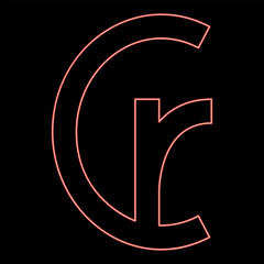 Neon brazilian Cruzeiro currency symbol sign element of money red color vector illustration image flat style