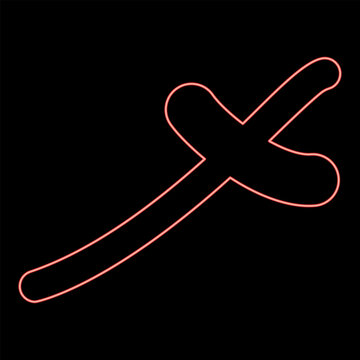 Neon rufiyaa Maldivian currency symbol MVR money sign red color vector illustration image flat style