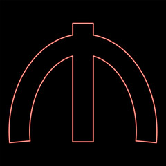 Neon azeri manat currency glyph symbol money sing red color vector illustration image flat style