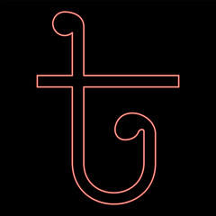 Neon symbol Taka Bangladeshi currency sign red color vector illustration image flat style