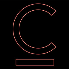 Neon som sign Kyrgyzstani currency symbol red color vector illustration image flat style
