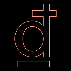 Neon symbol dong sign vietnamese currency red color vector illustration image flat style