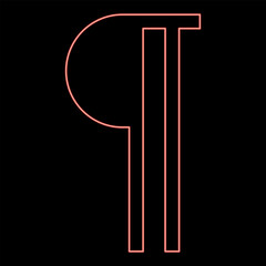 Neon paragraph sign Editable pilcrow text symbol typing element red color vector illustration image flat style