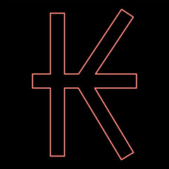 Neon symbol of Kip sign currency money red color vector illustration image flat style