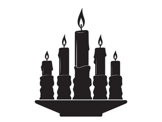 Christmas ten candle new icon in silhouette white background۔