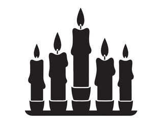 Christmas candles image in silhouette white background.