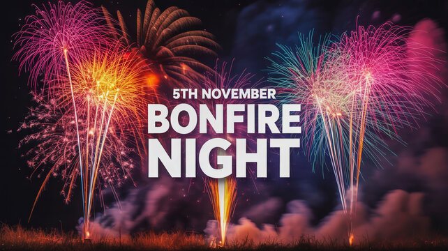 Colorful fireworks display marking bonfire night celebrations on november 5th