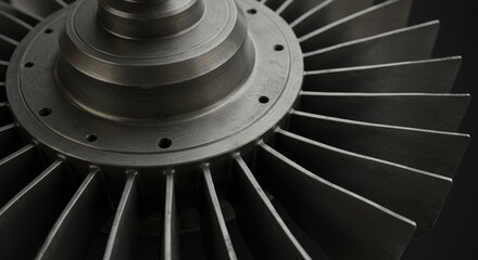 Precision metal turbine component shines in detailed close-up showcasing engineering excellence and futuristic design