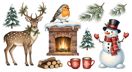 Christmas elegant classic decor PNG set