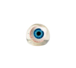 Realistic artificial prosthetic eyeball with blue iris isolated on transparent background prop