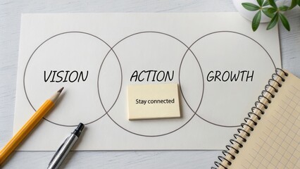 Vision, Action, and Growth in Business Strategy Planning Concept