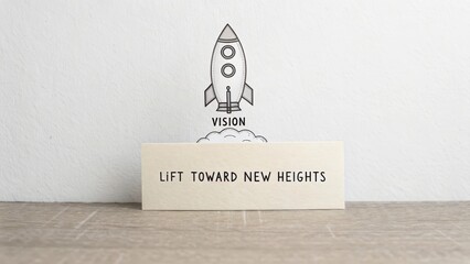 Vision Concept with Rocket Illustration on Light Background