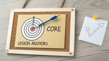 Vision Anchors Concept with Target Illustration and Arrow Focus