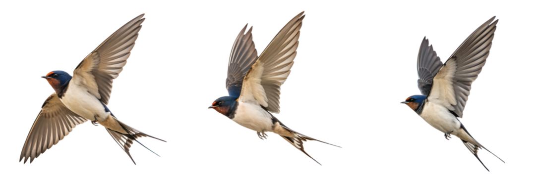 Set of A Flying swallow bird isolated on a transparent background - Powered by Adobe
