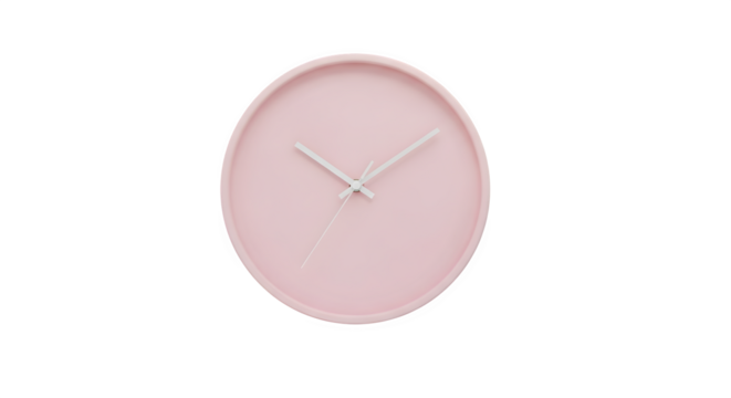 Pink Wall Clock, isolated on transparent background